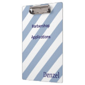 Cute Blue & White Stripe Barbershop Clipboard  クリップボード (左)