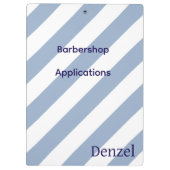 Cute Blue & White Stripe Barbershop Clipboard  クリップボード (裏面)