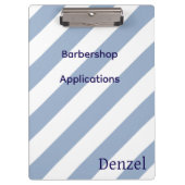 Cute Blue & White Stripe Barbershop Clipboard  クリップボード (正面)