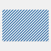 Cute blue white stripe pattern tiled ラッピングペーパーシート (正面2)