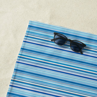 Cute blue white stripes ビーチタオル