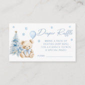 Cute Blue Winter Teddy Bear Baby Boy Diaper Raffle エンクロージャーカード (正面)