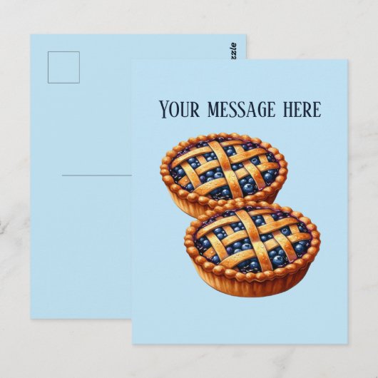 Cute Blueberry pie add message business name ポストカード (正面/裏面)
