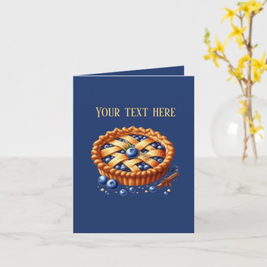 Cute Blueberry pie customizable カード (黄色い花)