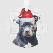 Cute Bluenose Pitbull Dog Holiday Christmas Photo オーナメント (裏面)