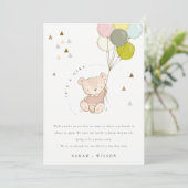 Cute Blush Bear Balloon Baby Announcement Card サンキューカード (スタンド正面)