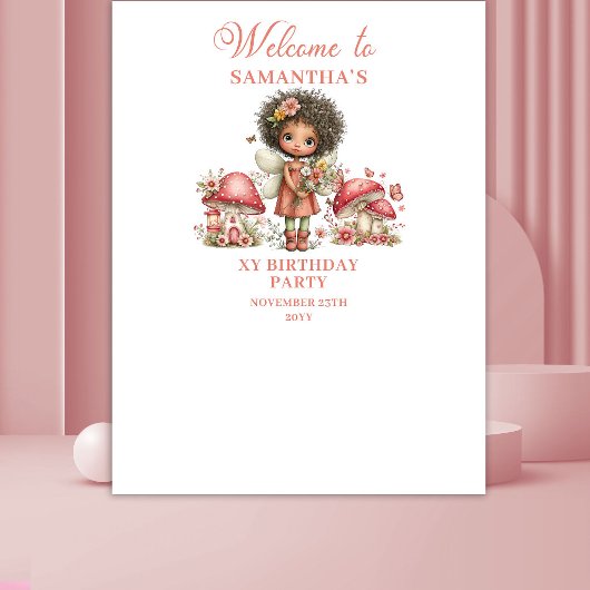 Cute Blush Fairy 4th Birthday Backdrop タペストリー