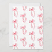 Cute Blush Pink Coquette Bow Baby Girl Shower 招待状 (裏面)