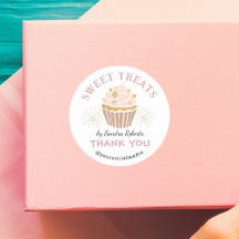 Cute Blush Pink Gold Cupcake Bakery Thank you