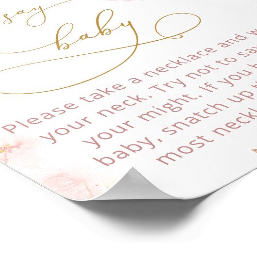 Cute Blush Pink Teddy Bear Don't Say Baby Game  Po ポスター (角)