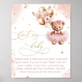 Cute Blush Pink Teddy Bear Don't Say Baby Game  Po ポスター (正面)