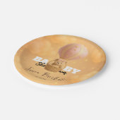 Cute Blush Pink Whimsical Teddy Bear Air Balloon ペーパープレート (アングル)