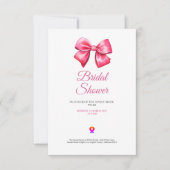 cute blush pinky bow bridal shower invitation サンキューカード (正面)