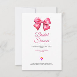 cute blush pinky bow bridal shower invitation サンキューカード