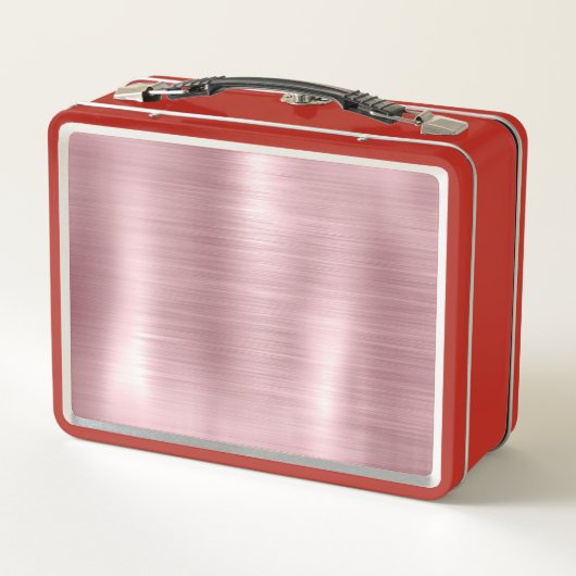 Cute blush silver faux glitter monogram メタルランチボックス (裏面)