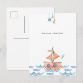 Cute Boat And Ocean Welcome New Baby Card ポストカード (正面/裏面)