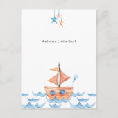 Cute Boat And Ocean Welcome New Baby Card ポストカード (正面)