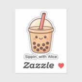 Cute Boba Tea Cup Sticker – Personalized Sticker シール (シート)