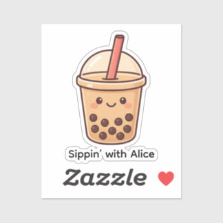 Cute Boba Tea Cup Sticker – Personalized Sticker シール