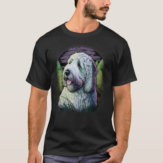 Cute Bobtail Dog on Old English Sheepdog Tシャツ (正面)