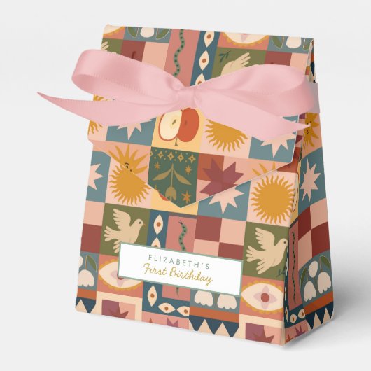 Cute Bohemian Celestial Patchwork フェイバーボックス (正面サイド)