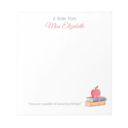 Cute Boho A Note From Teacher Appreciation ノートパッド (正面)