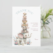 Cute Boho Animal Birthday Party サンキューカード (スタンド正面)