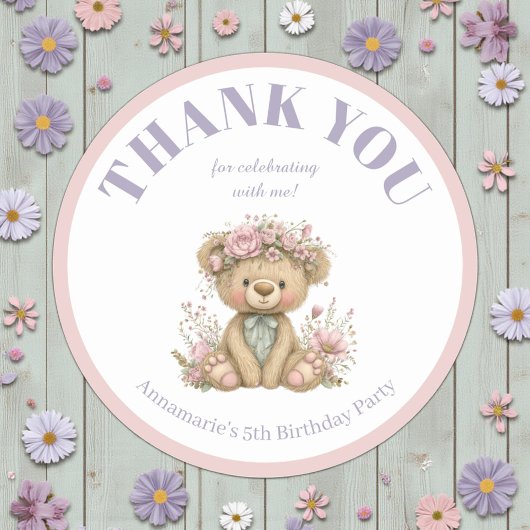 Cute Boho Animal Birthday Party ラウンドシール