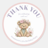 Cute Boho Animal Birthday Party ラウンドシール (正面)