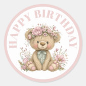 Cute Boho Animal Birthday Party ラウンドシール (正面)