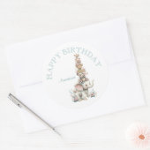 Cute Boho Animal Birthday Party ラウンドシール (封筒)