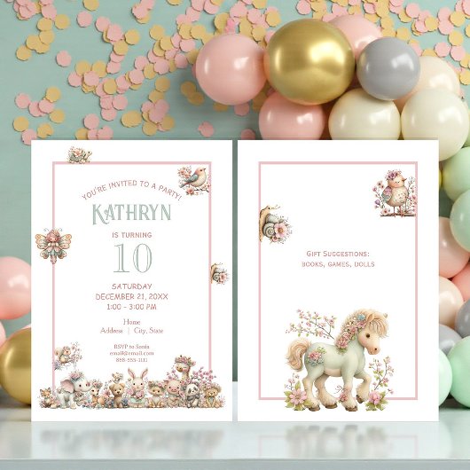 Cute Boho Animal Birthday Party 招待状