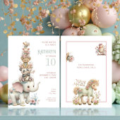 Cute Boho Animal Birthday Party 招待状