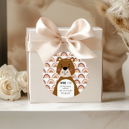 Cute Boho Bear Rainbow Neutral Baby Shower ラウンドシール