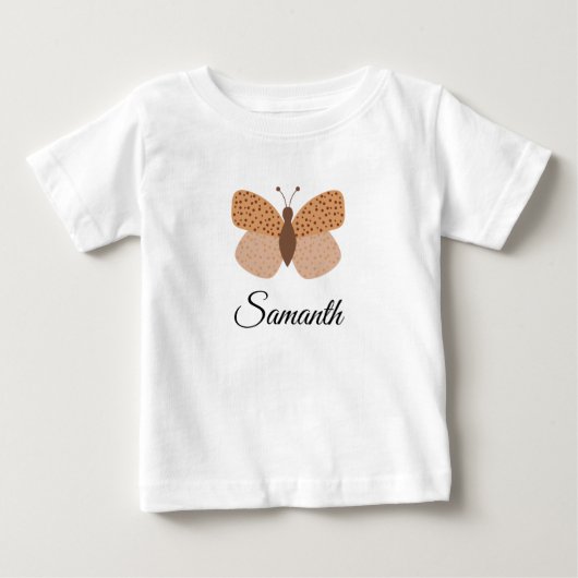 cute boho Butterfly  monogram name baby girl ベビーTシャツ (正面)