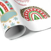 Cute Boho Christmas Rainbow Plaid Leopard Holiday ラッピングペーパー (ロールコーナー)