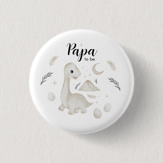 Cute Boho Dinosaur Papa to Be Custom Button 缶バッジ (正面)