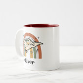 Cute Boho Earth Tone Flying Dinosaur & Rainbow ツートーンマグカップ (正面左)