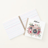 Cute Boho Floral Camera Watercolor Personalised ノートブック (内部)
