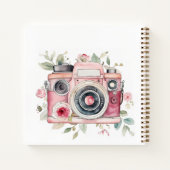 Cute Boho Floral Camera Watercolor Personalised ノートブック (裏面)