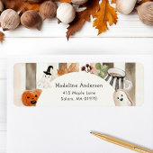 Cute Boho Halloween Ghost Pumpkin Baby Shower ラベル