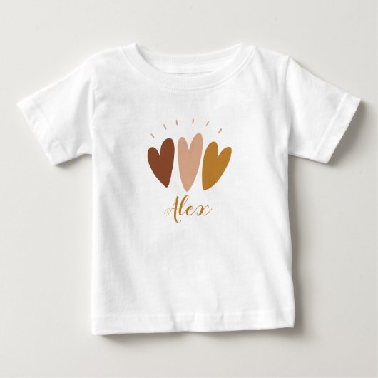 Cute boho hearts monogram name baby boy T-Shirt ベビーTシャツ (正面)