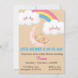 Cute Boho Little Dreamer Baby Shower Invitation  カード