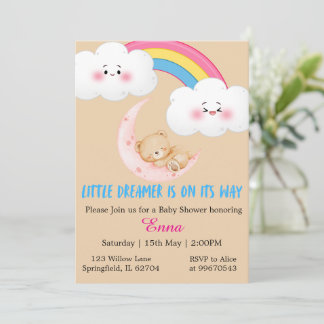 Cute Boho Little Dreamer Baby Shower Invitation  カード