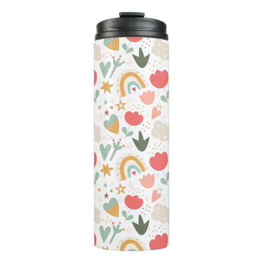 Cute Boho Rainbows, Hearts, and Flowers タンブラー (正面)
