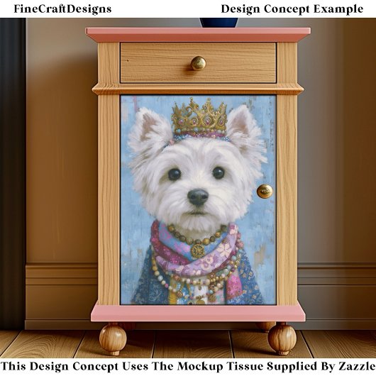 Cute Boho Royal Westie Dog, Crown EV7 Decoupage 薄葉紙