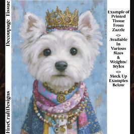 Cute Boho Royal Westie Dog, Crown EV7 Decoupage 薄葉紙