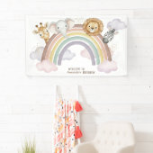 Cute Boho Safari Animals 1st Birthday Banner 横断幕 (インサイチュ)