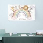 Cute Boho Safari Animals 1st Birthday Banner 横断幕 (トレードショー)
