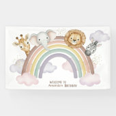 Cute Boho Safari Animals 1st Birthday Banner 横断幕 (横)